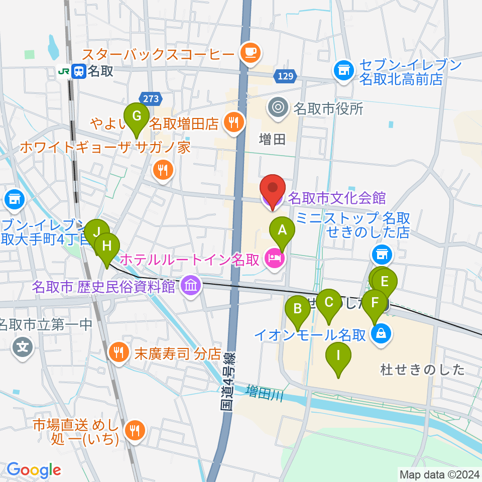 名取市文化会館周辺の駐車場・コインパーキング一覧地図