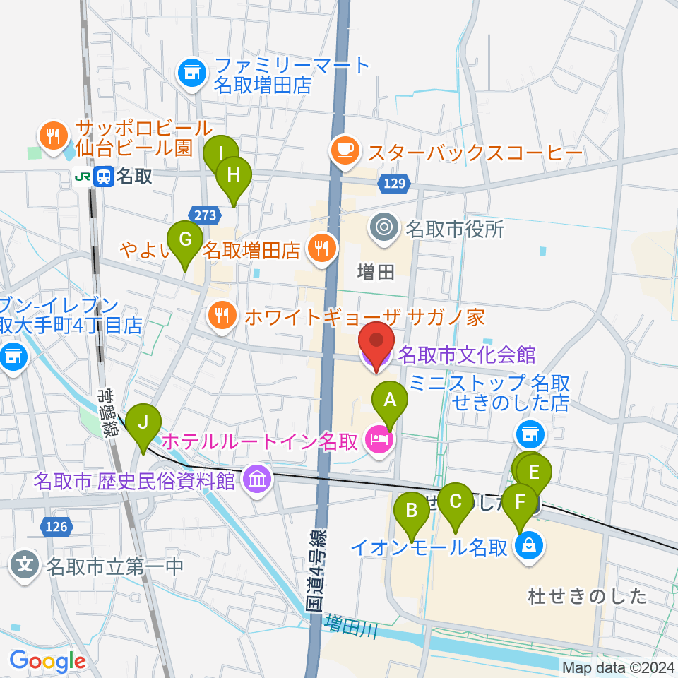 名取市文化会館周辺の駐車場・コインパーキング一覧地図