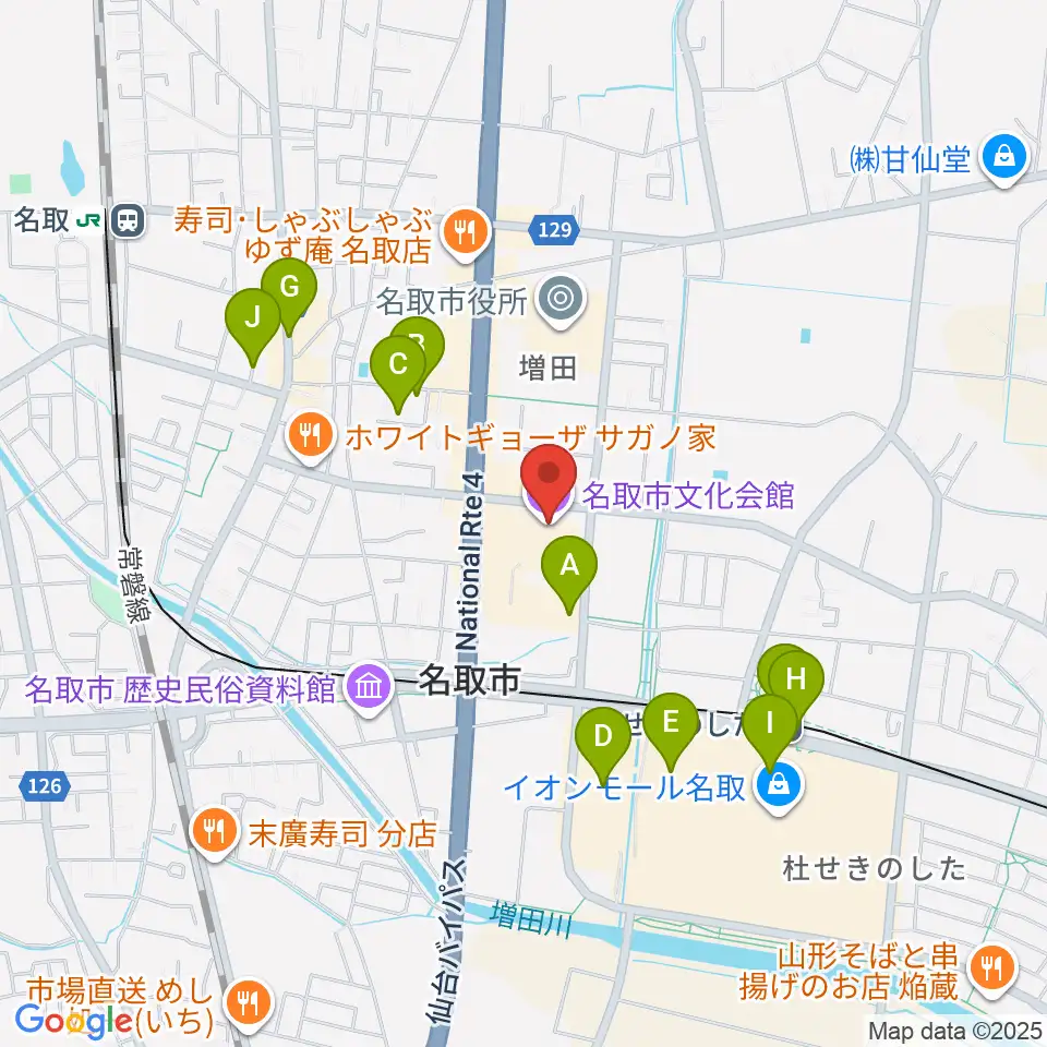 名取市文化会館周辺の駐車場・コインパーキング一覧地図