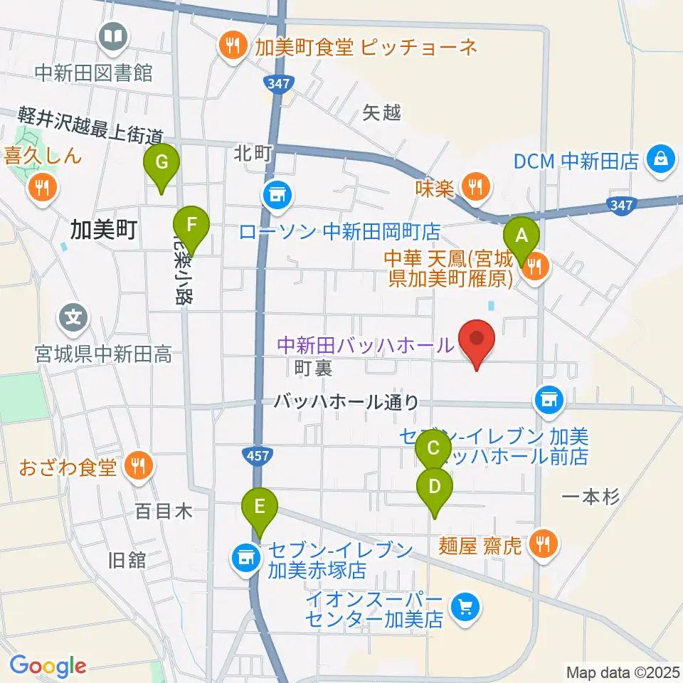 中新田バッハホール周辺の駐車場・コインパーキング一覧地図