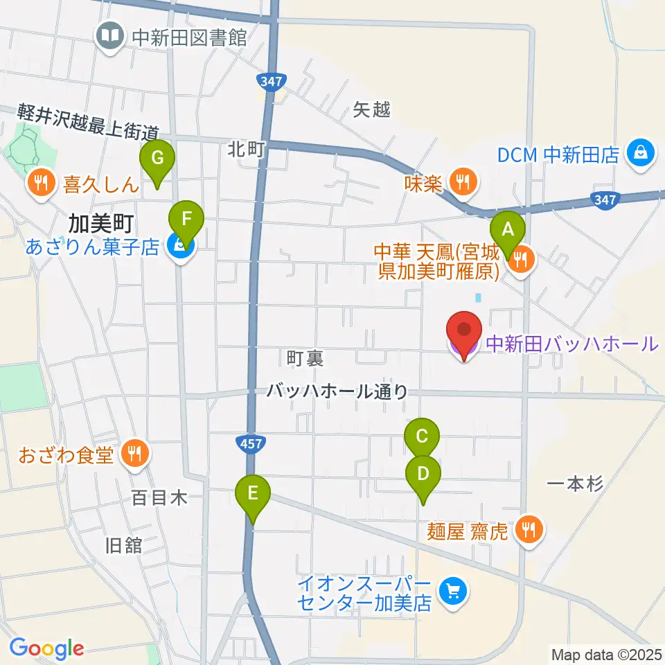 中新田バッハホール周辺の駐車場・コインパーキング一覧地図