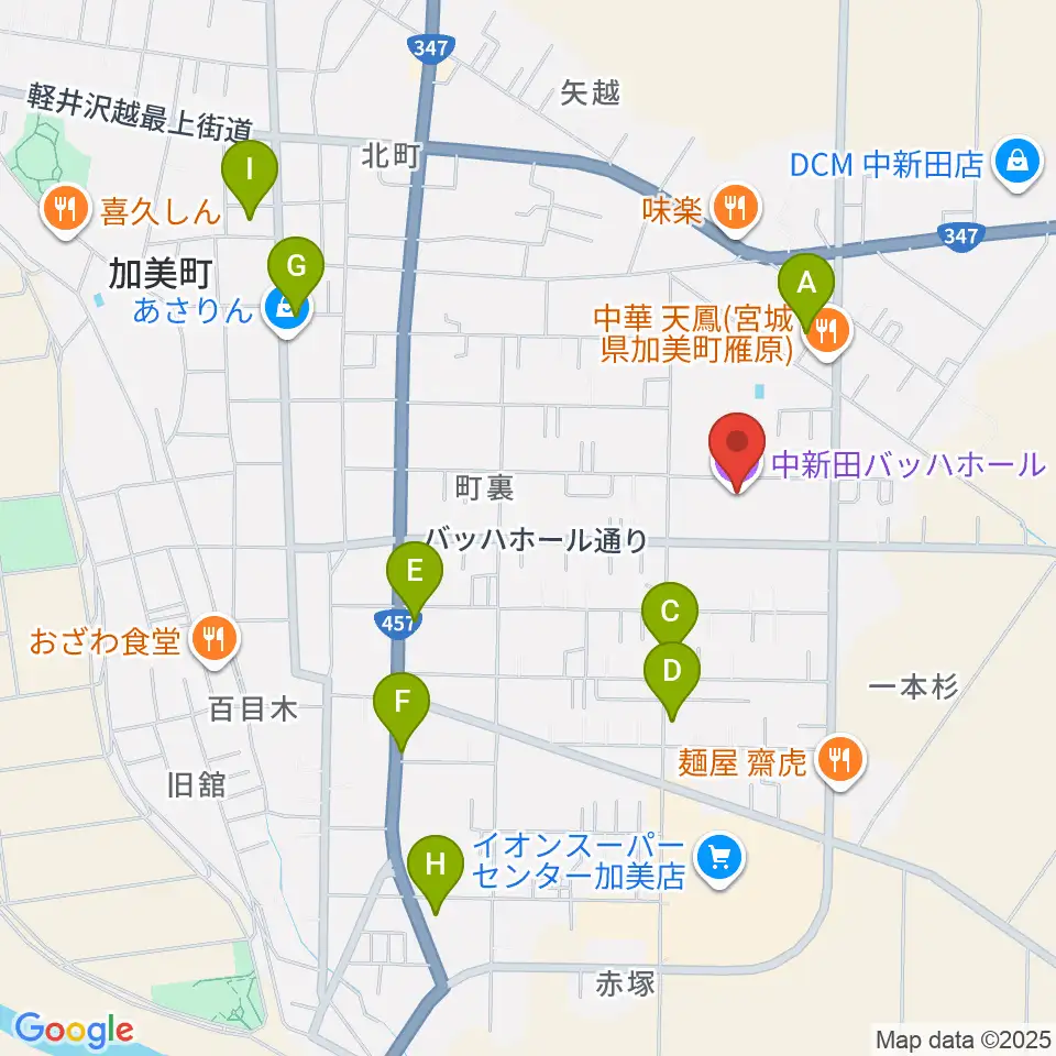 中新田バッハホール周辺の駐車場・コインパーキング一覧地図
