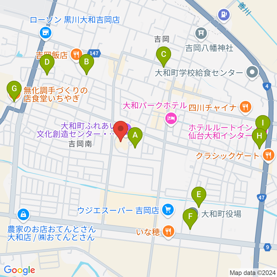 大和町ふれあい文化創造センターまほろばホール周辺の駐車場・コインパーキング一覧地図