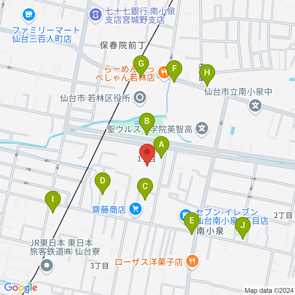 若林区文化センター周辺の駐車場・コインパーキング一覧地図