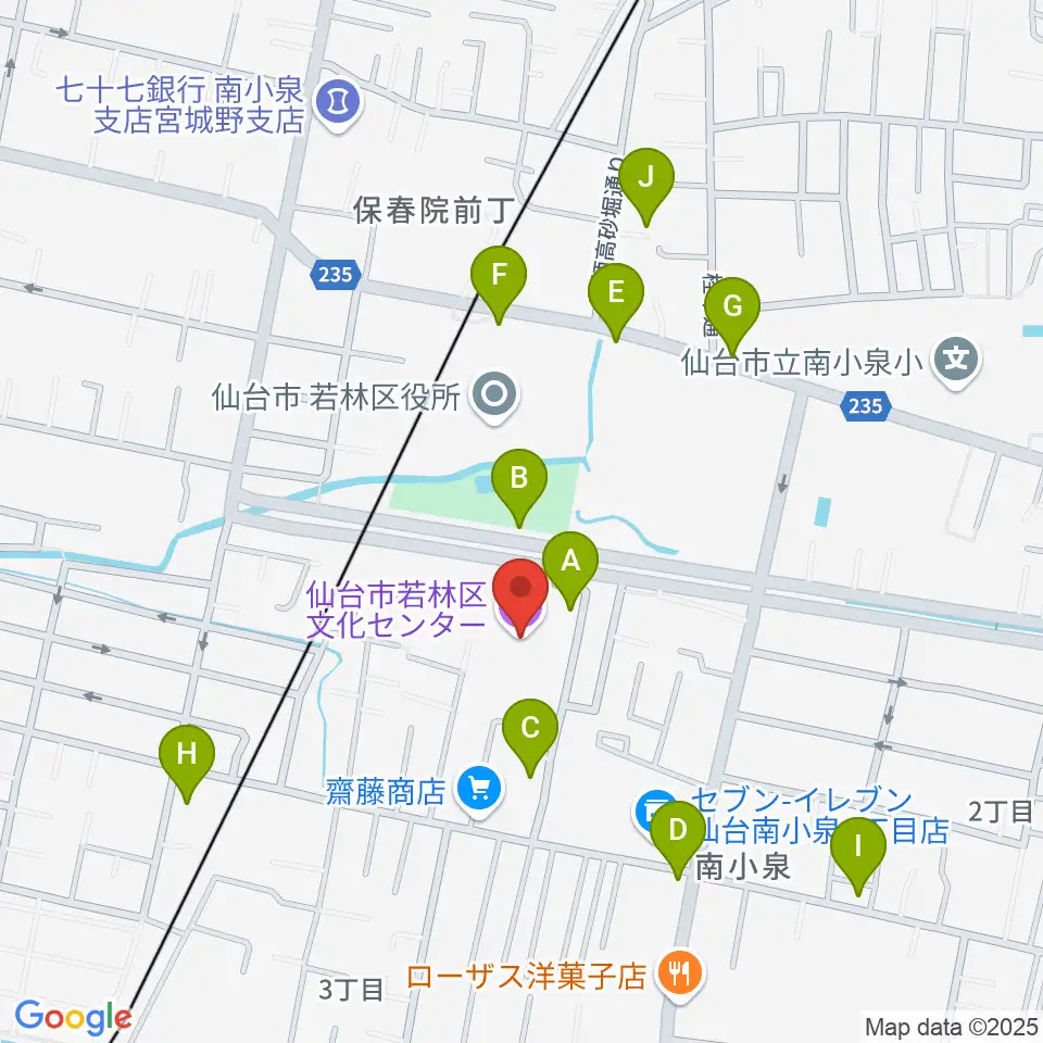 若林区文化センター周辺の駐車場・コインパーキング一覧地図