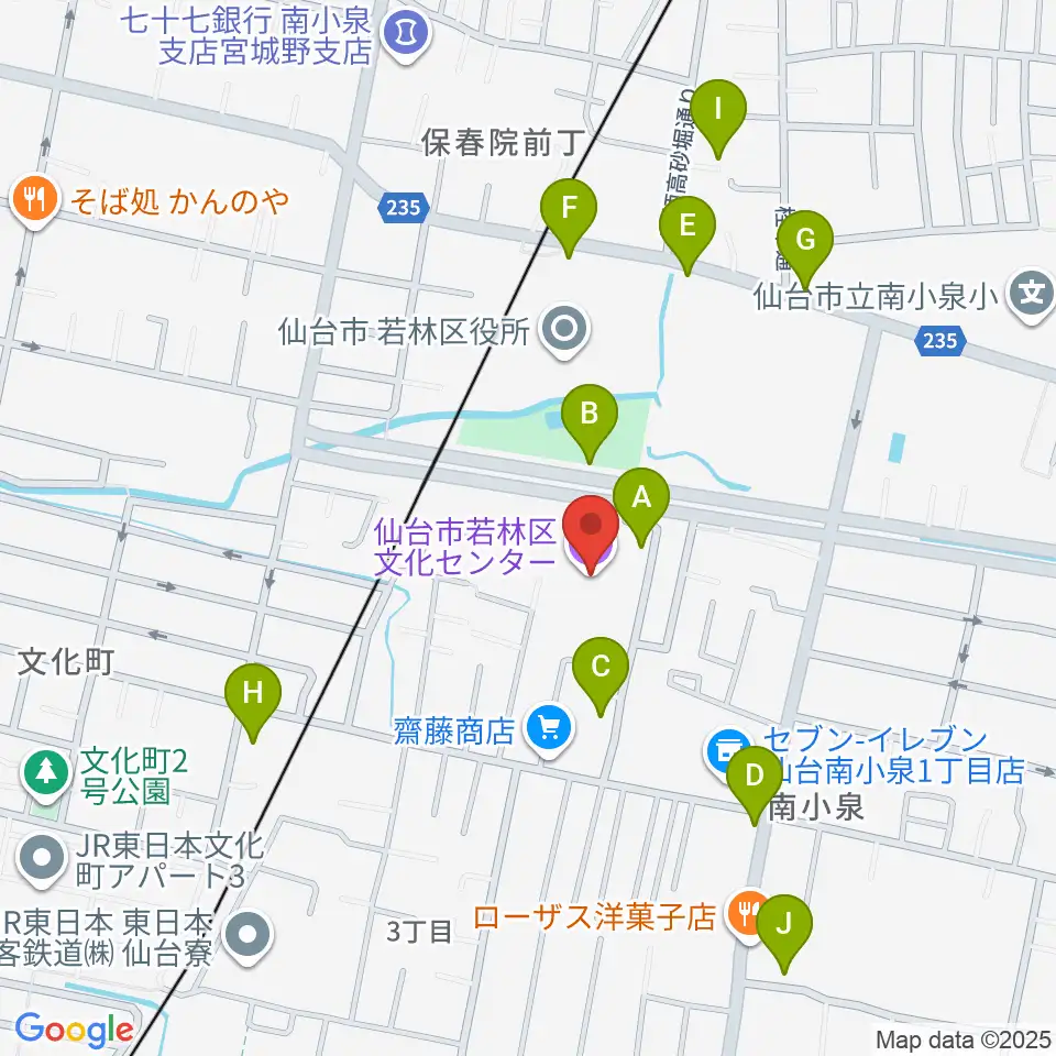若林区文化センター周辺の駐車場・コインパーキング一覧地図