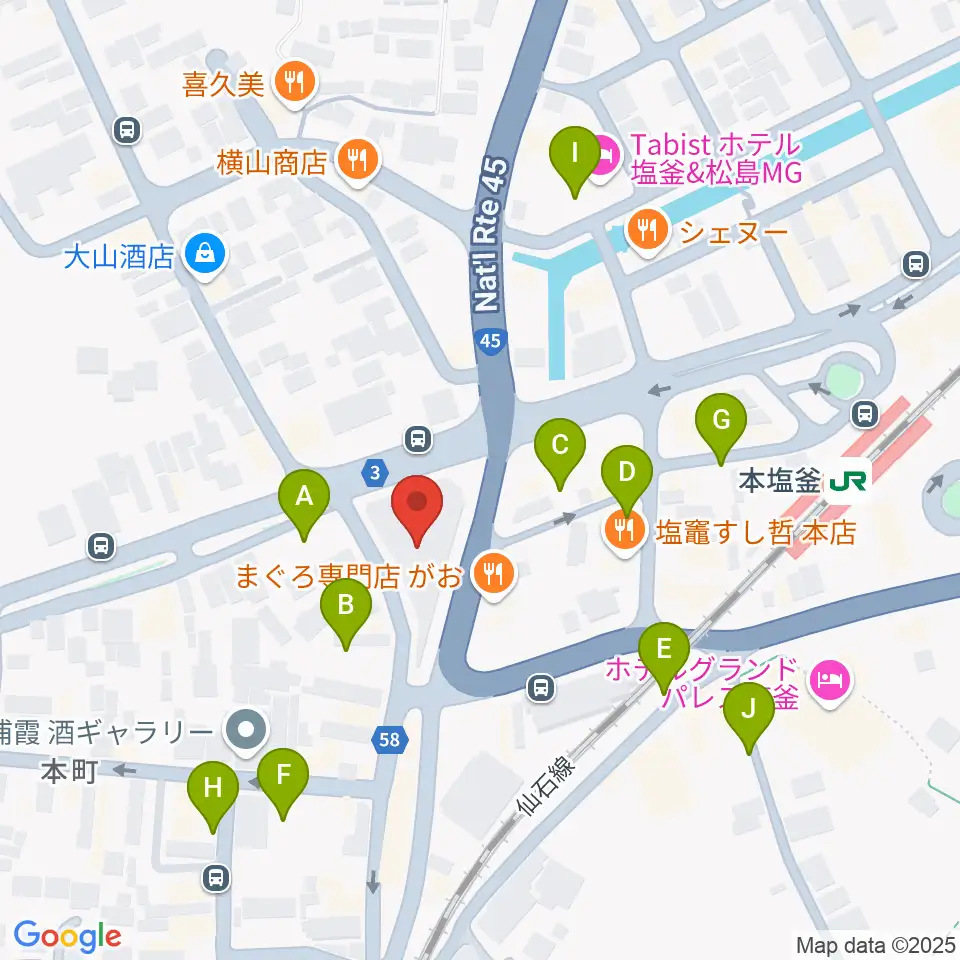 塩竈市民交流センター遊ホール周辺の駐車場・コインパーキング一覧地図