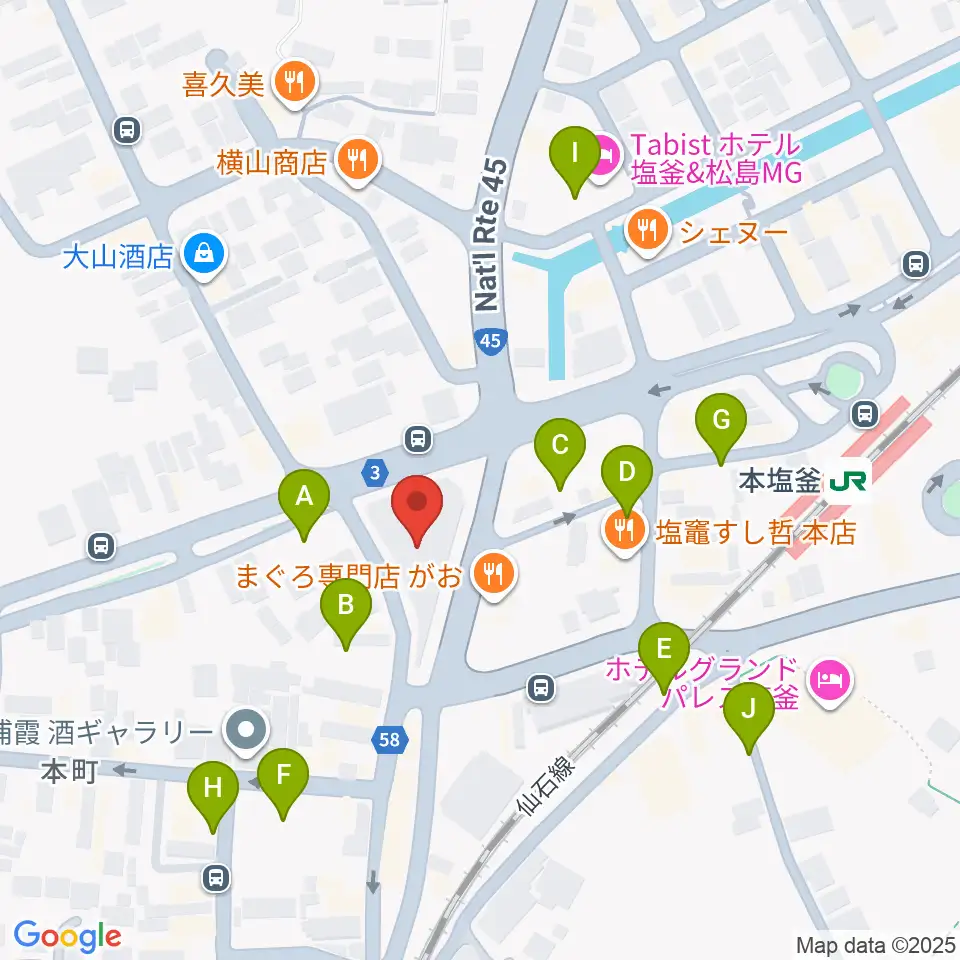 塩竈市民交流センター遊ホール周辺の駐車場・コインパーキング一覧地図