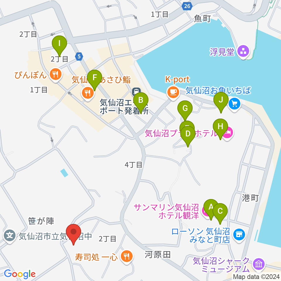 気仙沼市民会館周辺の駐車場・コインパーキング一覧地図