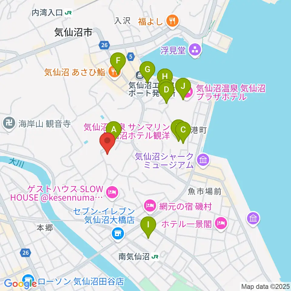 気仙沼市民会館周辺の駐車場・コインパーキング一覧地図