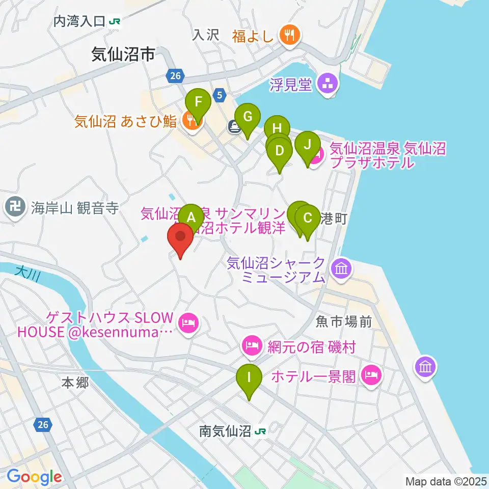 気仙沼市民会館周辺の駐車場・コインパーキング一覧地図
