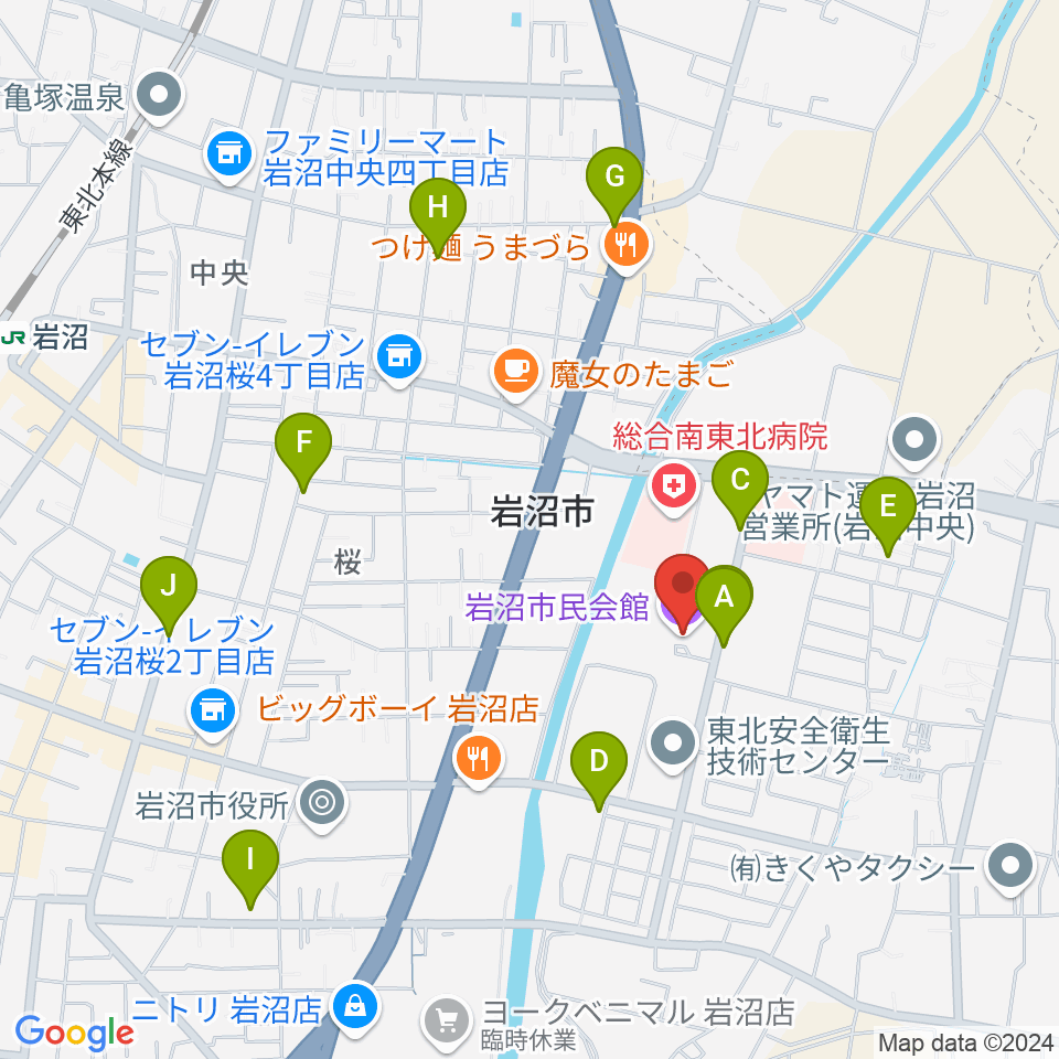 岩沼市民会館周辺の駐車場・コインパーキング一覧地図