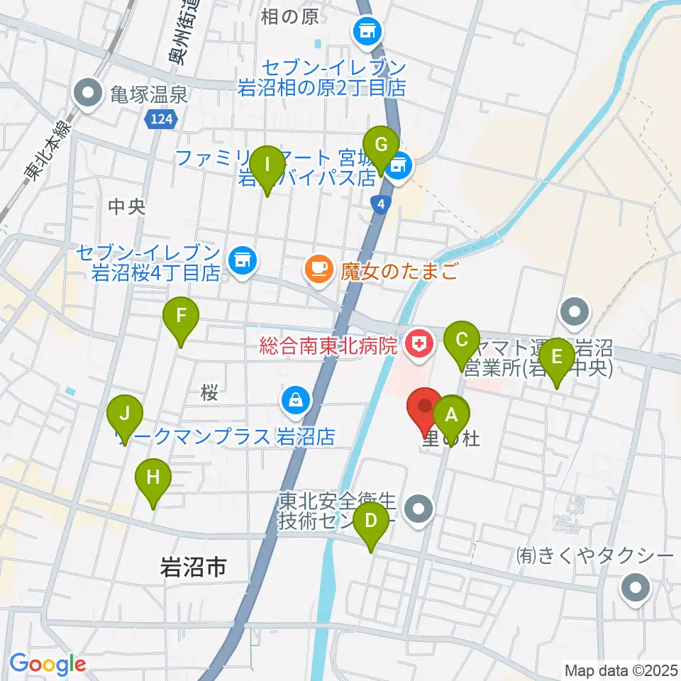 岩沼市民会館周辺の駐車場・コインパーキング一覧地図