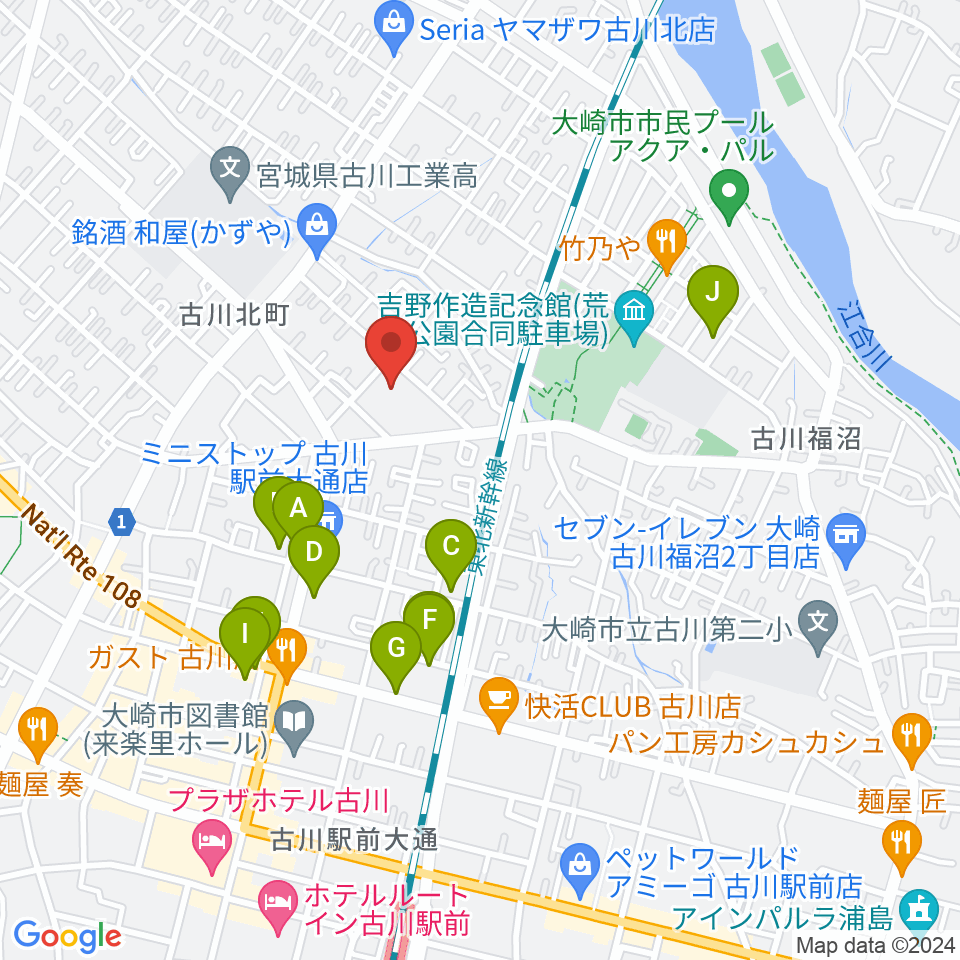 大崎市民会館周辺の駐車場・コインパーキング一覧地図