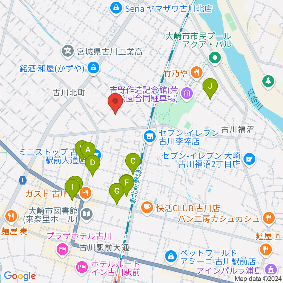 大崎市民会館周辺の駐車場・コインパーキング一覧地図