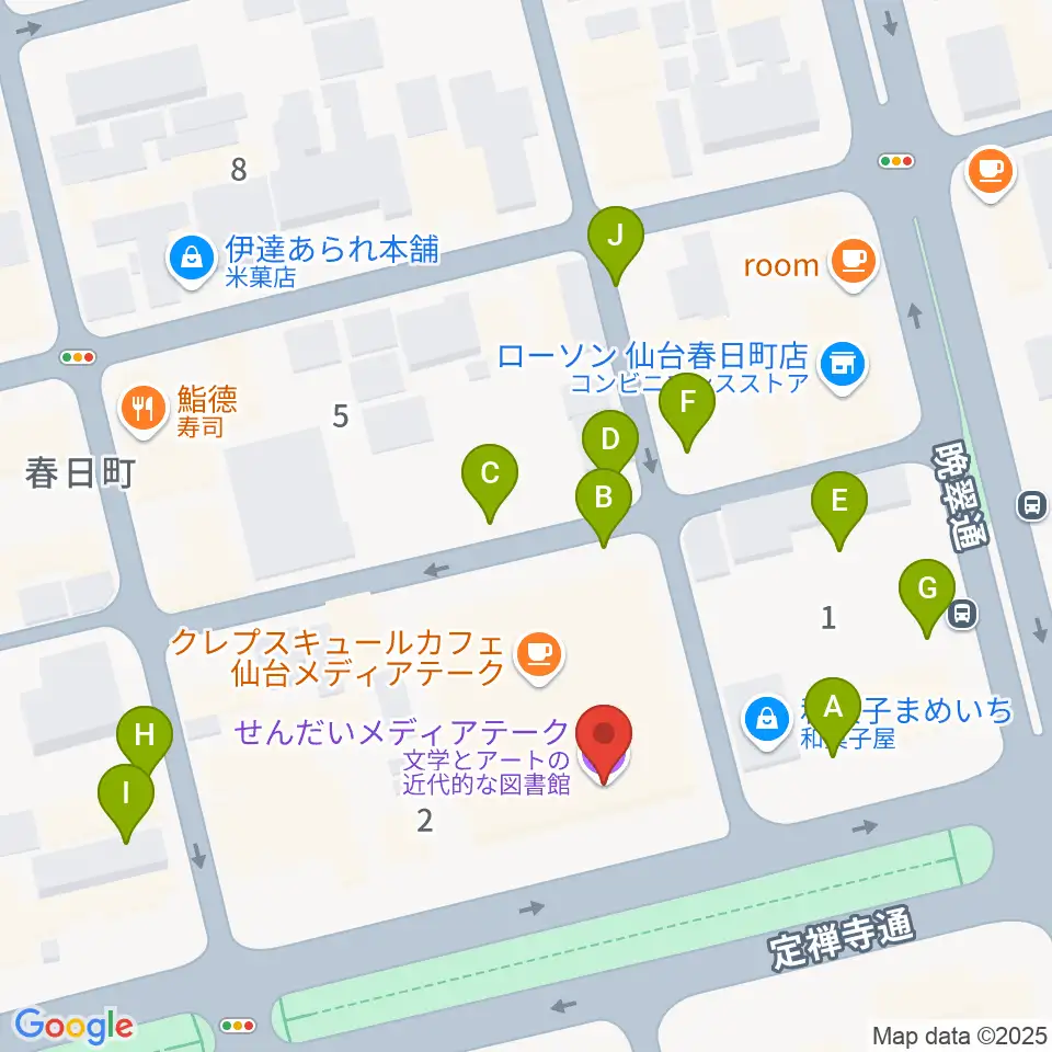 せんだいメディアテーク周辺の駐車場・コインパーキング一覧地図