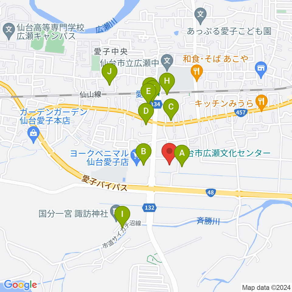 仙台市広瀬文化センター周辺の駐車場・コインパーキング一覧地図