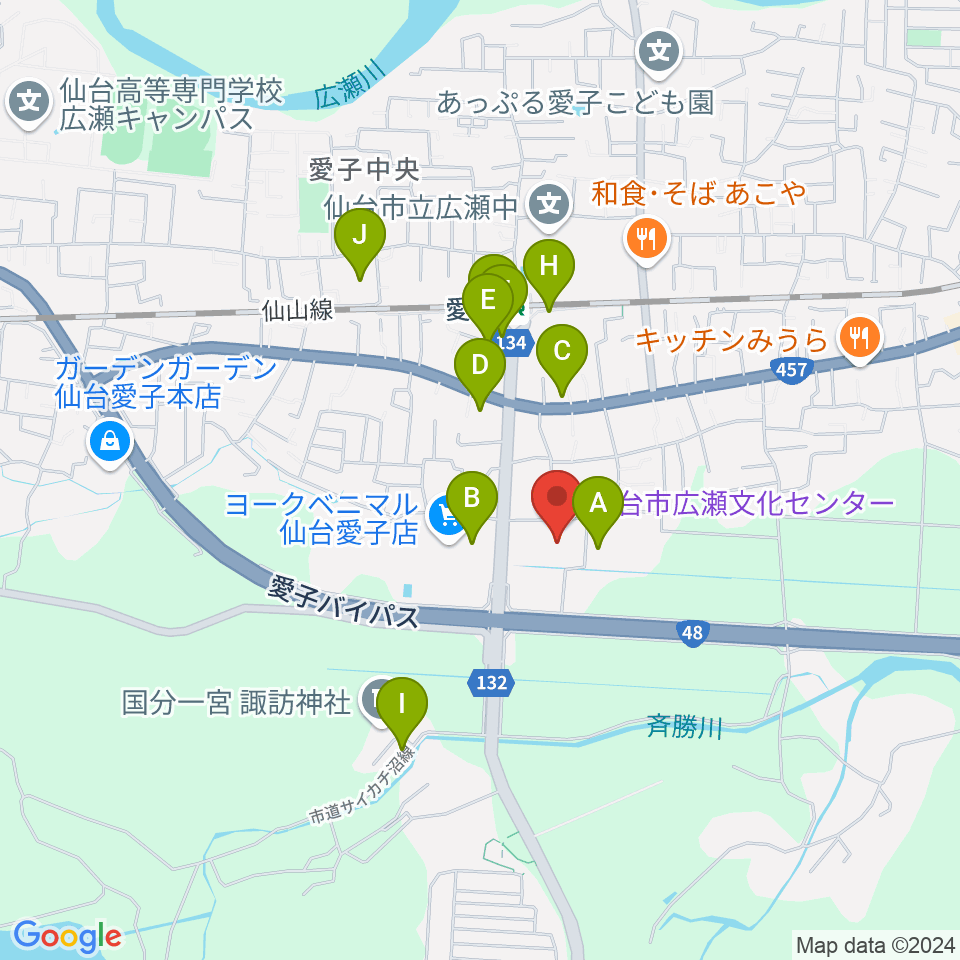 仙台市広瀬文化センター周辺の駐車場・コインパーキング一覧地図