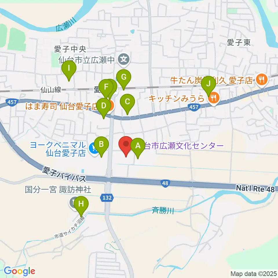 仙台市広瀬文化センター周辺の駐車場・コインパーキング一覧地図