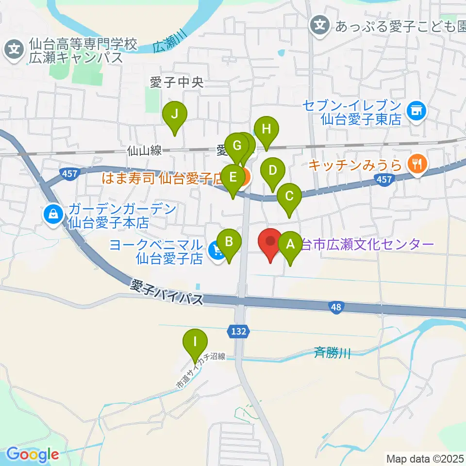 仙台市広瀬文化センター周辺の駐車場・コインパーキング一覧地図