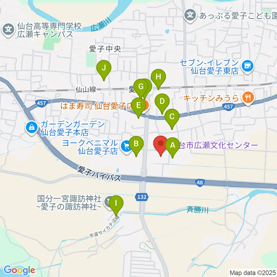 仙台市広瀬文化センター周辺の駐車場・コインパーキング一覧地図