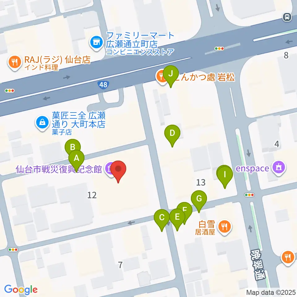 仙台市戦災復興記念館周辺の駐車場・コインパーキング一覧地図