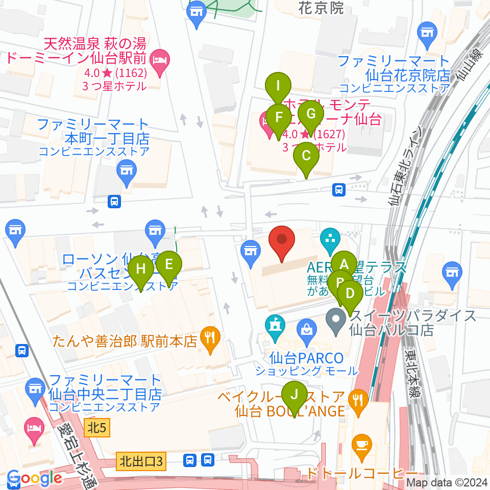 仙台市中小企業活性化センター周辺の駐車場・コインパーキング一覧地図