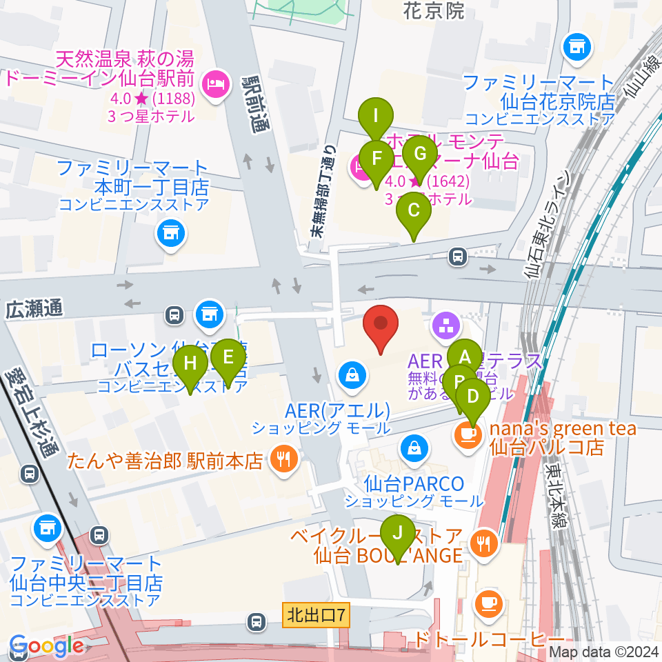 仙台市中小企業活性化センター周辺の駐車場・コインパーキング一覧地図