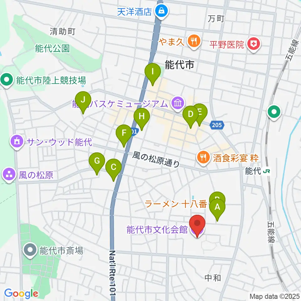 能代市文化会館周辺の駐車場・コインパーキング一覧地図