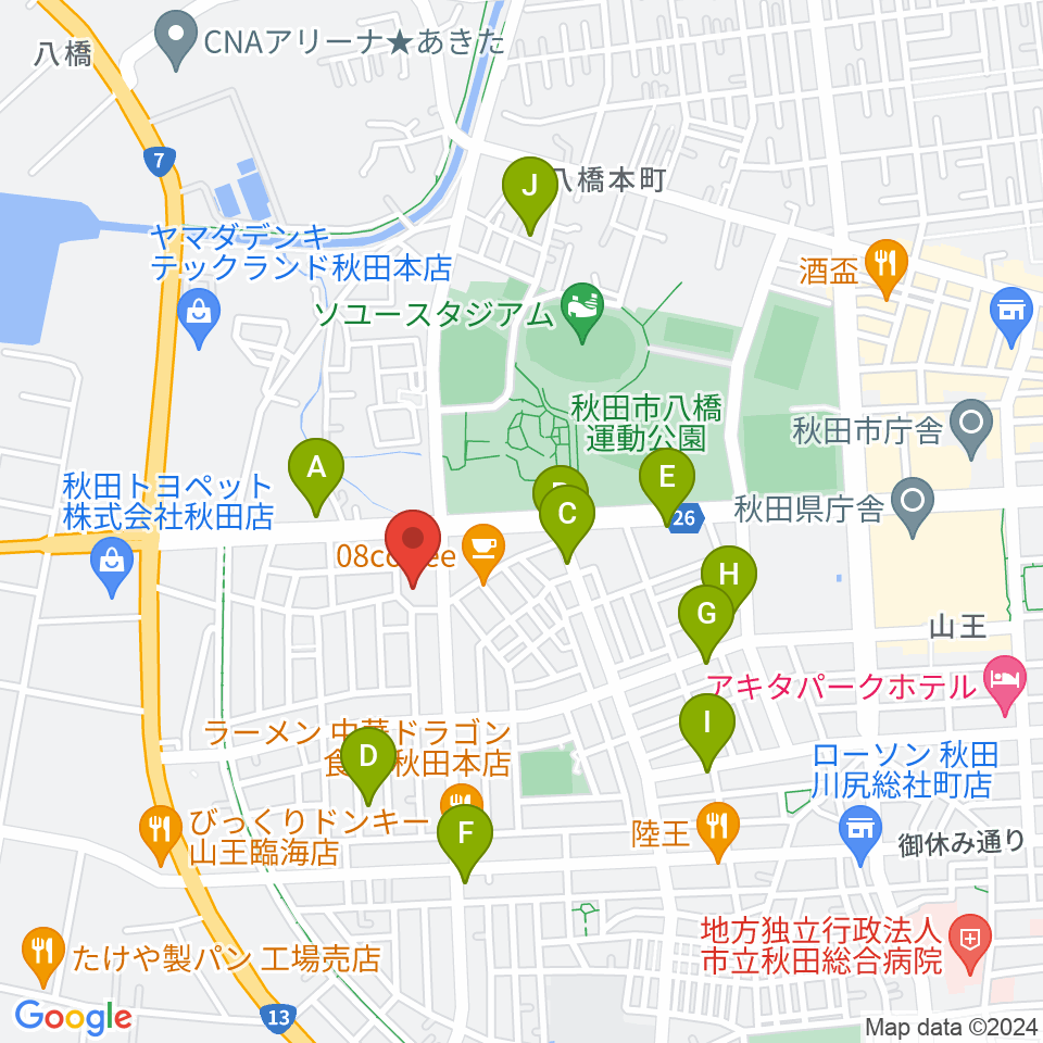 秋田県児童会館 子ども劇場（けやきシアター）周辺の駐車場・コインパーキング一覧地図