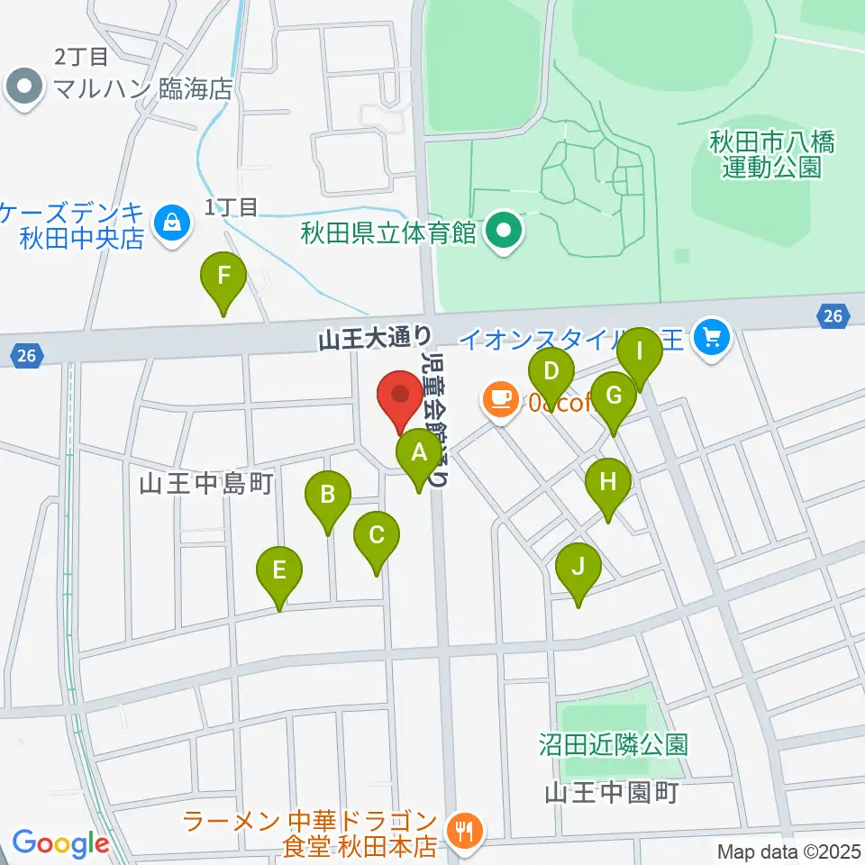 秋田県児童会館周辺の駐車場・コインパーキング一覧地図