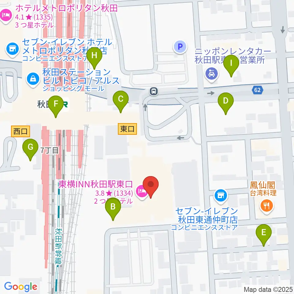 秋田拠点センターアルヴェ周辺の駐車場・コインパーキング一覧地図