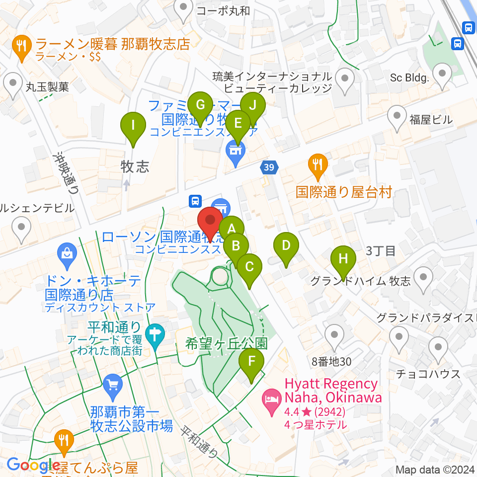 那覇市ぶんかテンブス館 音楽スタジオ周辺の駐車場・コインパーキング一覧地図