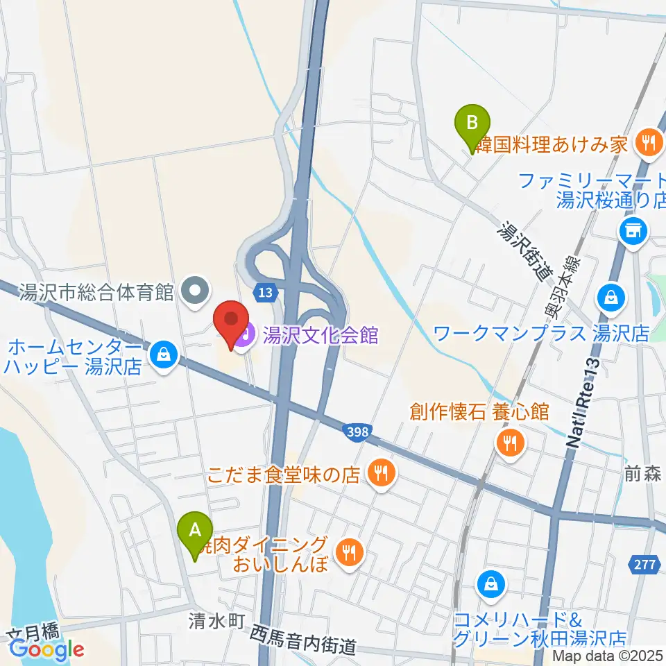 湯沢文化会館周辺の駐車場・コインパーキング一覧地図