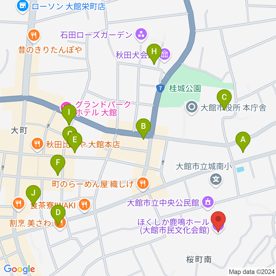 ほくしか鹿鳴ホール周辺の駐車場・コインパーキング一覧地図