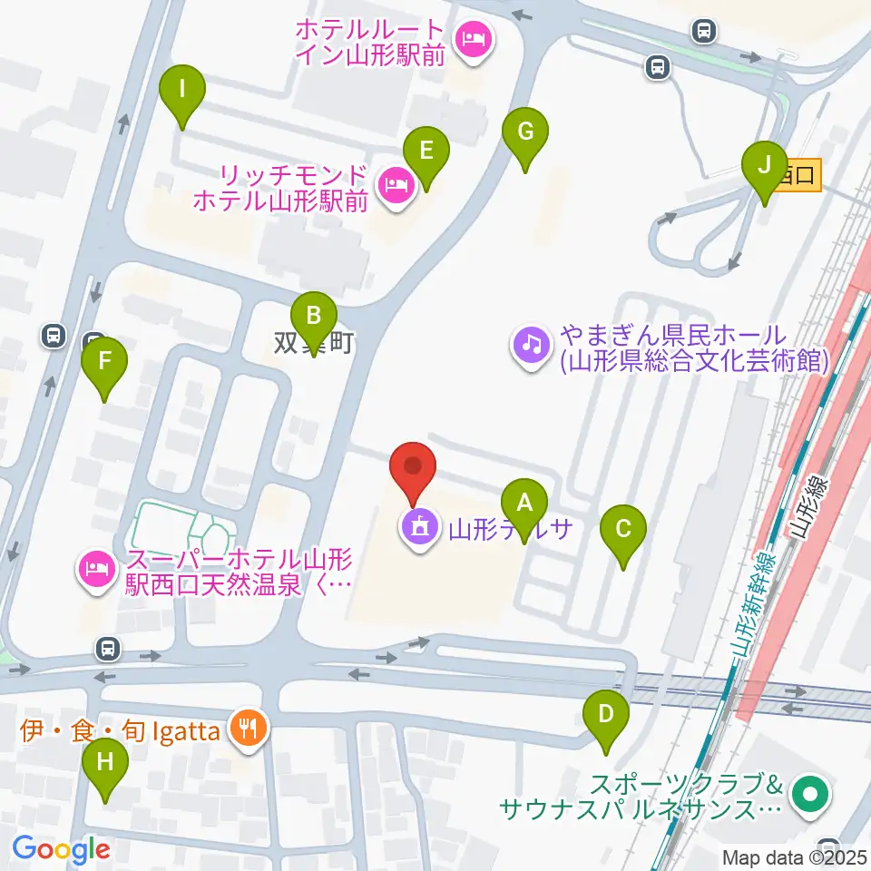 山形テルサホール周辺の駐車場・コインパーキング一覧地図