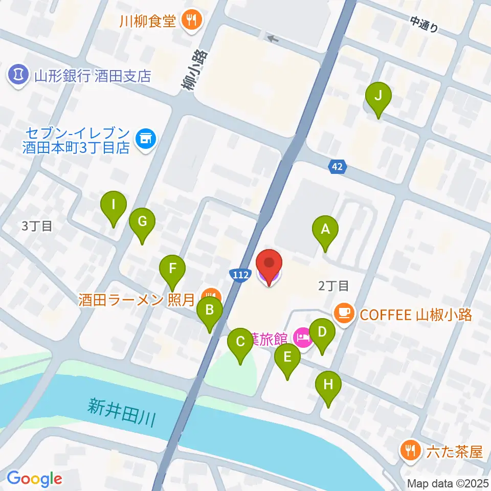 酒田市民会館 希望ホール周辺の駐車場・コインパーキング一覧地図