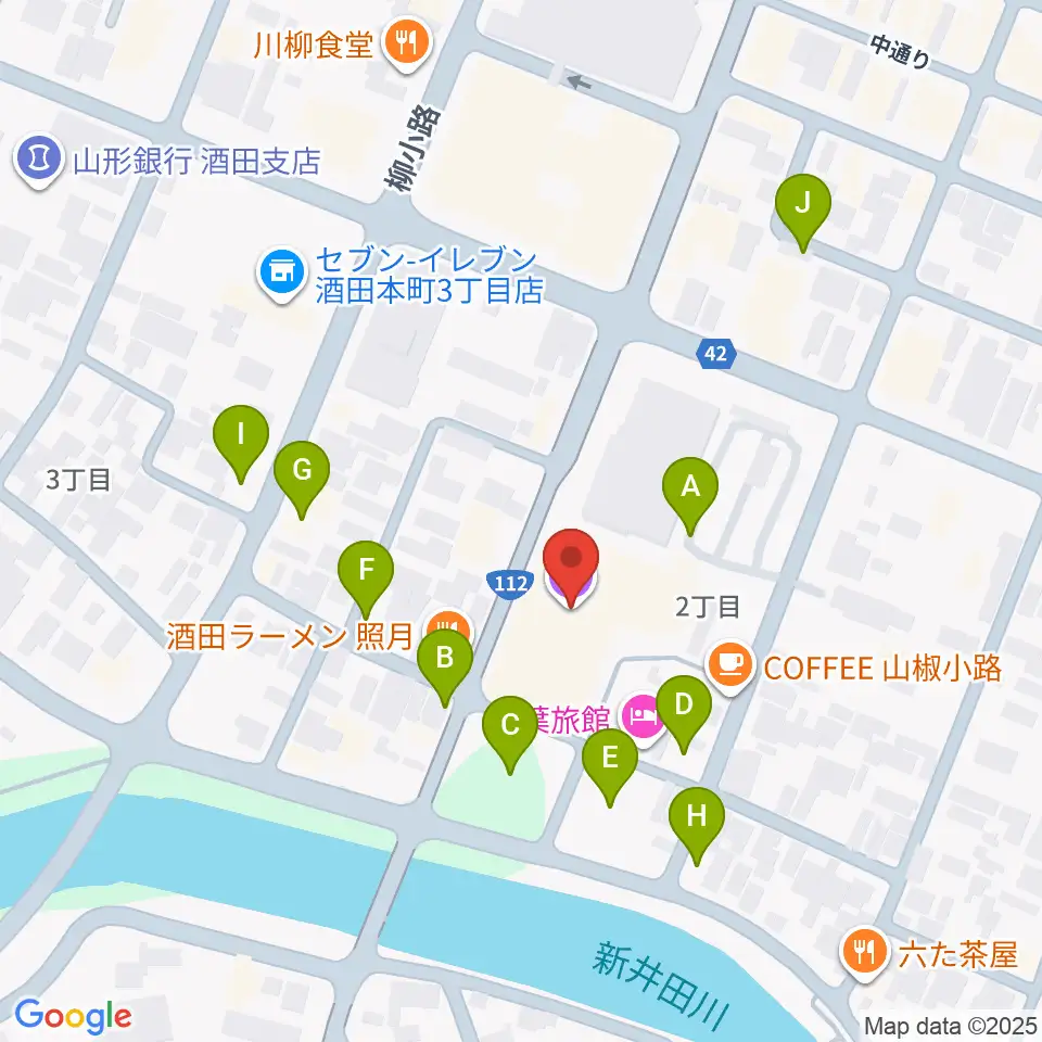 酒田市民会館 希望ホール周辺の駐車場・コインパーキング一覧地図