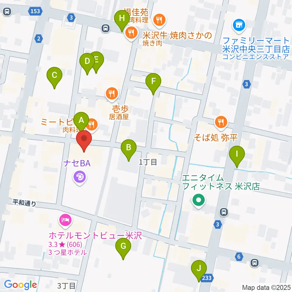 米沢市市民文化会館周辺の駐車場・コインパーキング一覧地図
