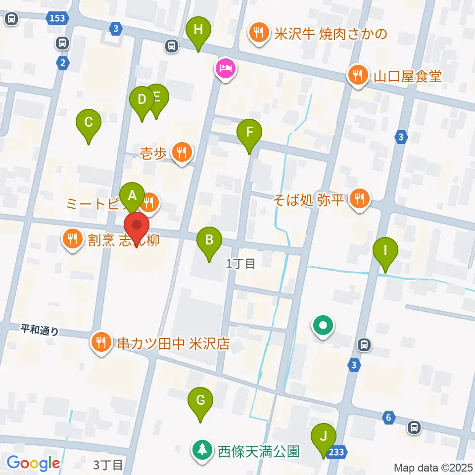 米沢市市民文化会館周辺の駐車場・コインパーキング一覧地図