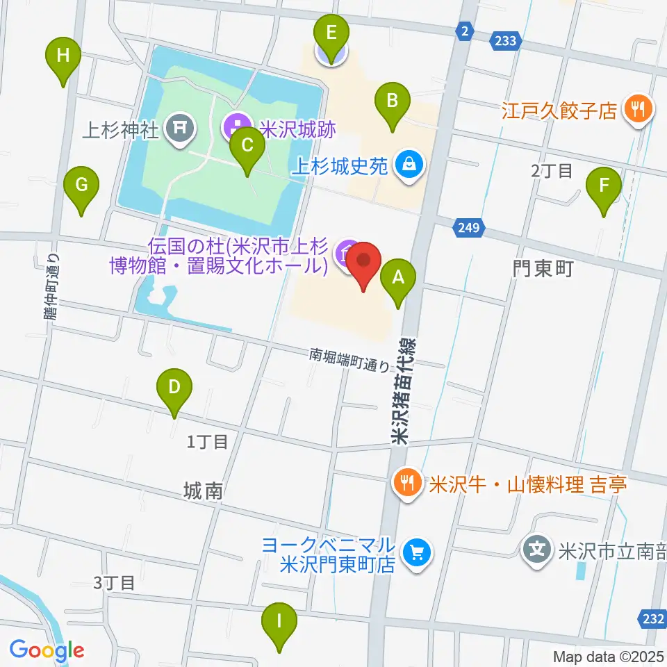 伝国の杜 置賜文化ホール周辺の駐車場・コインパーキング一覧地図