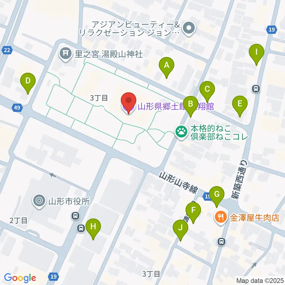 山形県郷土館 文翔館周辺の駐車場・コインパーキング一覧地図