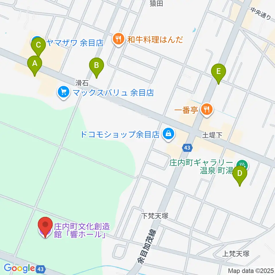 庄内町文化創造館 響ホール周辺の駐車場・コインパーキング一覧地図