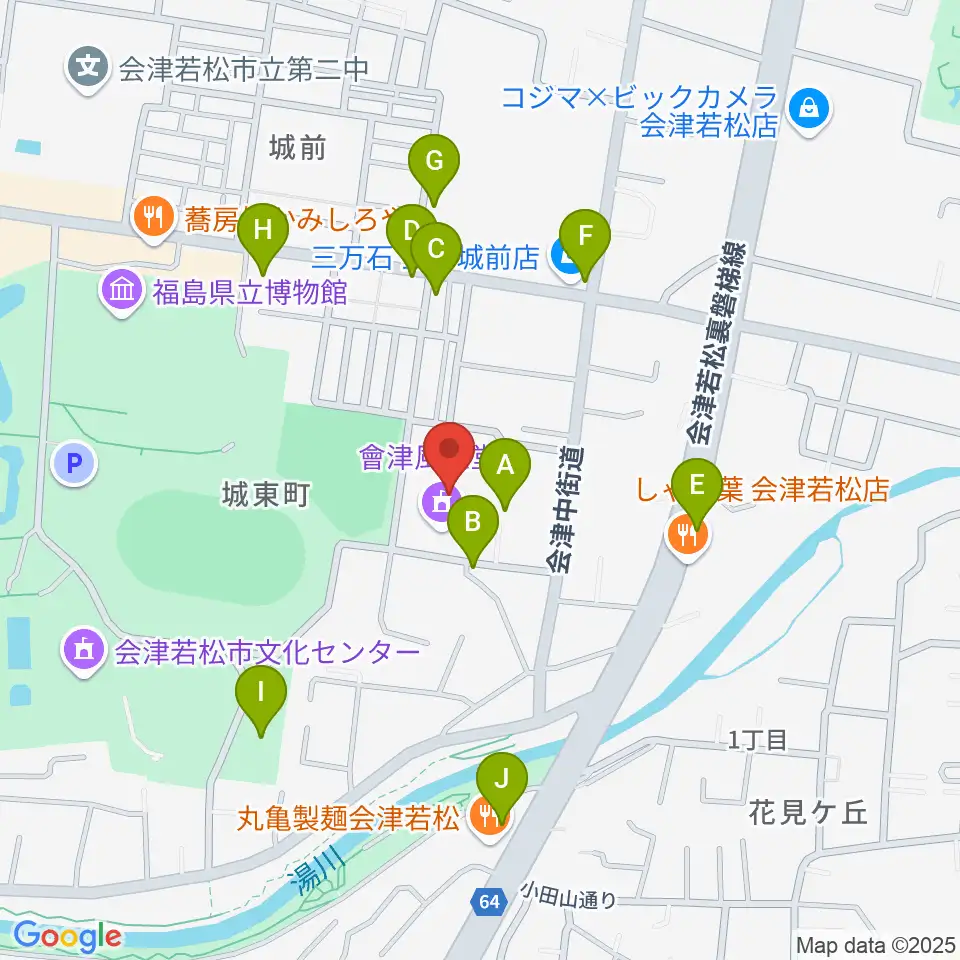 會津風雅堂周辺の駐車場・コインパーキング一覧地図