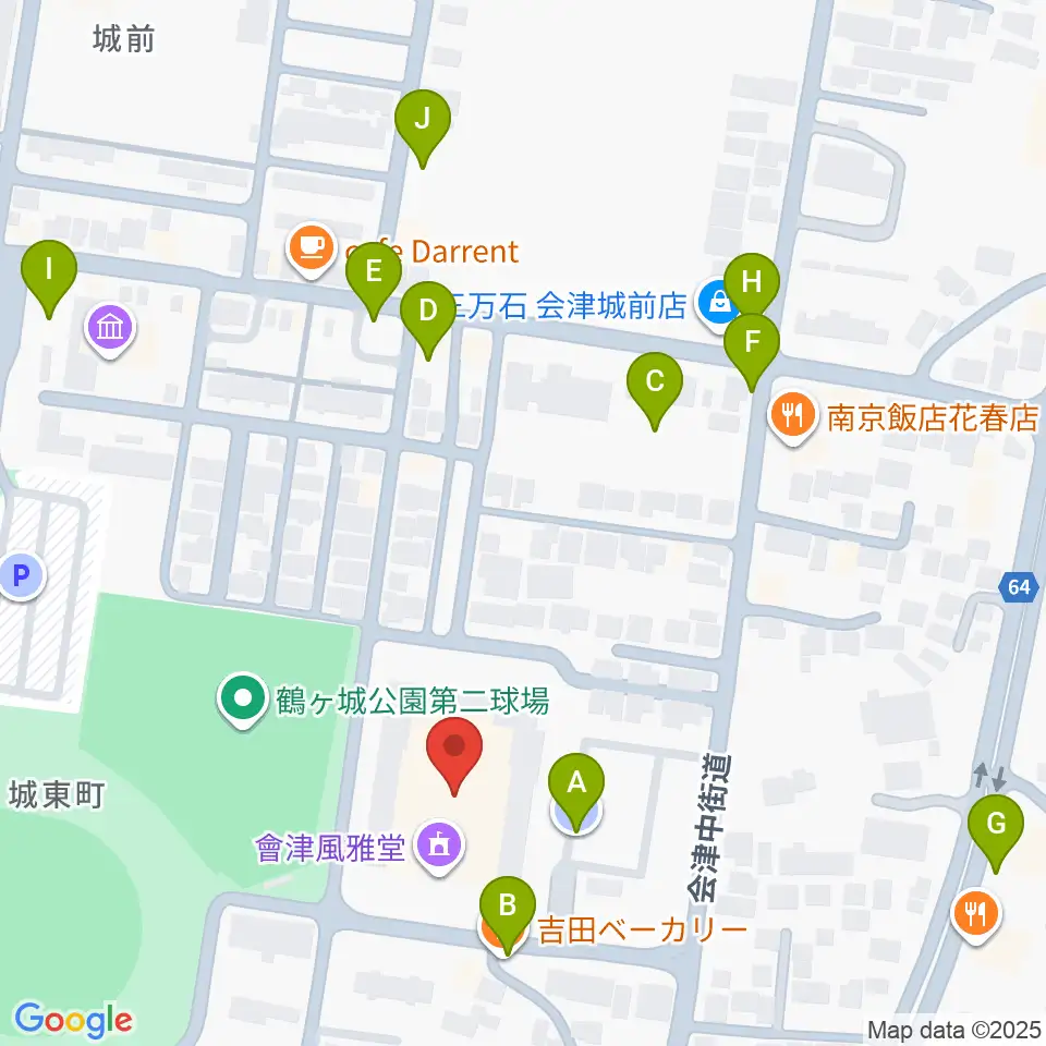 會津風雅堂周辺の駐車場・コインパーキング一覧地図