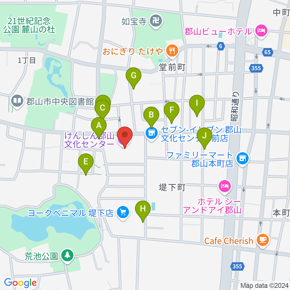 けんしん郡山文化センター周辺の駐車場・コインパーキング一覧地図