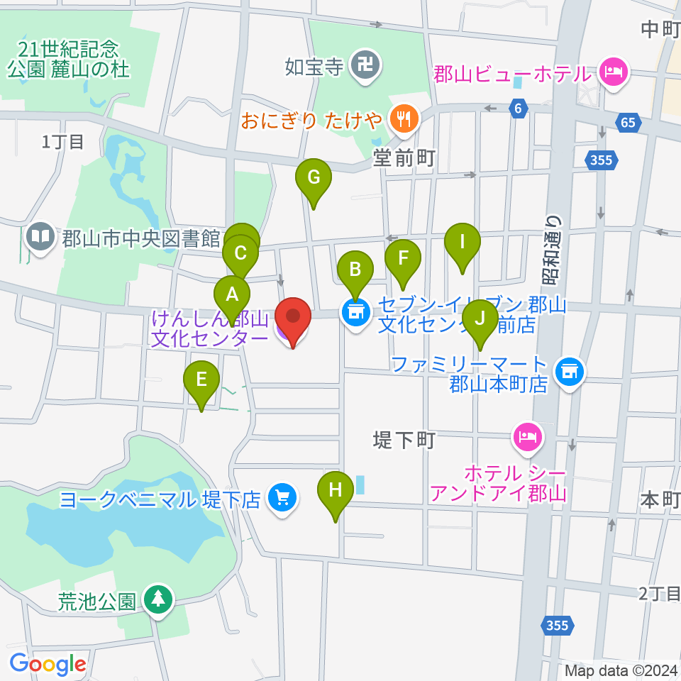 けんしん郡山文化センター周辺の駐車場・コインパーキング一覧地図