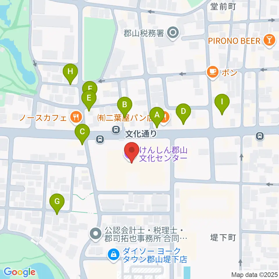 けんしん郡山文化センター周辺の駐車場・コインパーキング一覧地図