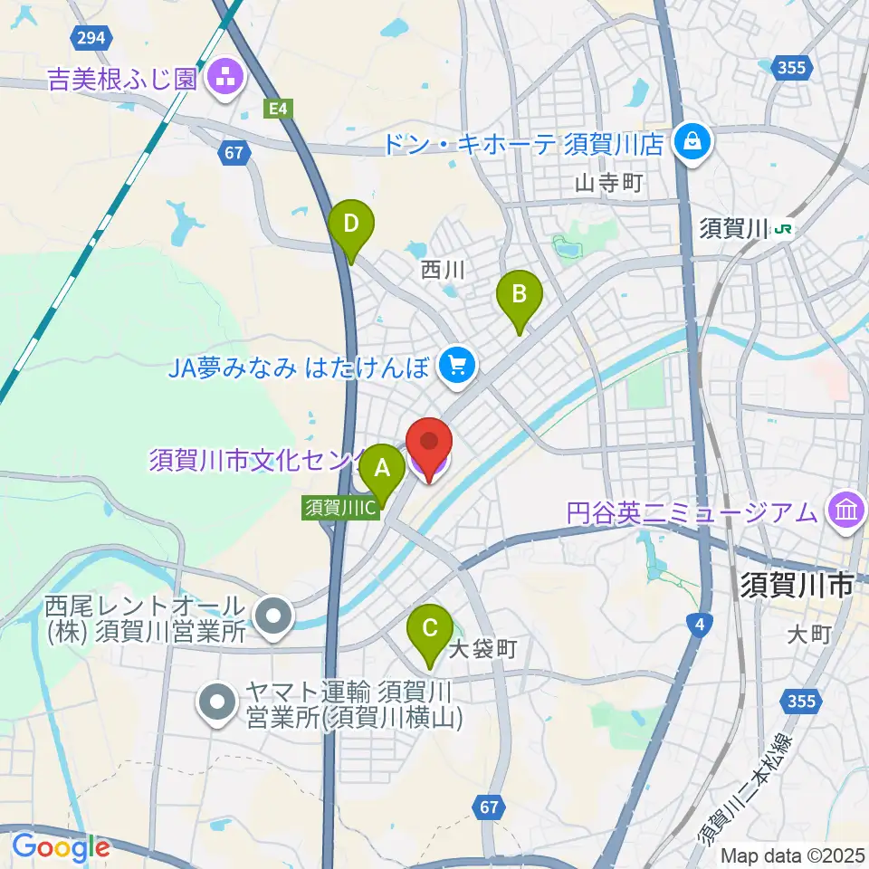 須賀川市文化センター周辺の駐車場・コインパーキング一覧地図