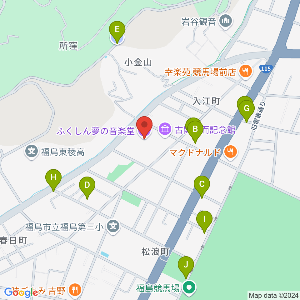 ふくしん夢の音楽堂周辺の駐車場・コインパーキング一覧地図